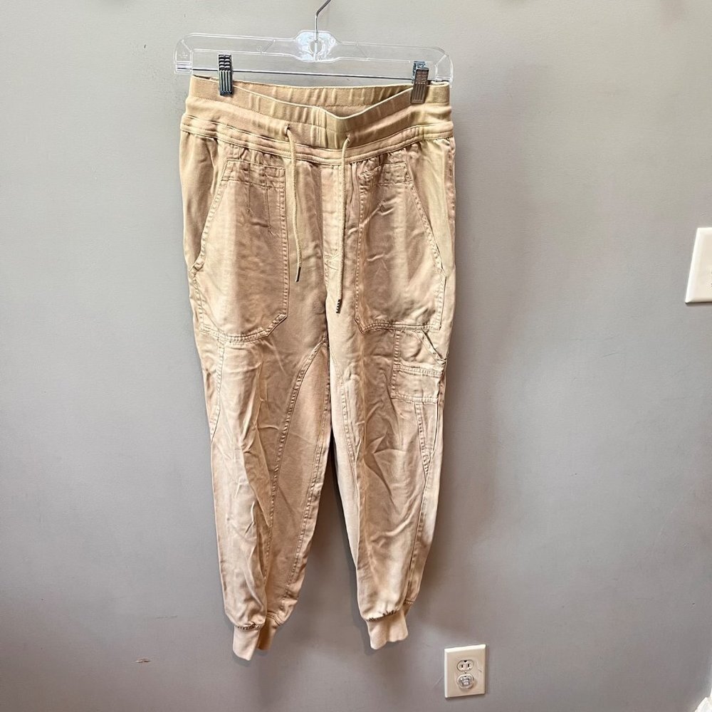 Quince Women Tan Stretch Cotton Twill Utility Jogger Pants Size Small Khaki
